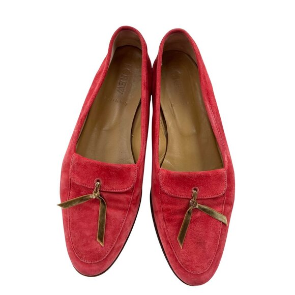 J. Crew Womens Pink Suede Loafers Size 7.5 Leather Upper & Lining Made In Italy - Picture 2 of 8